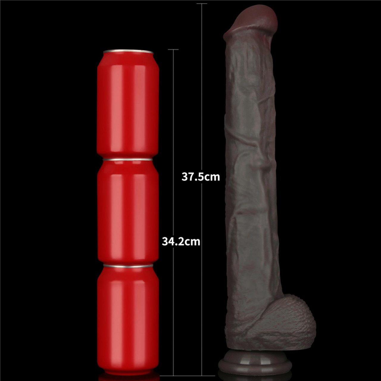 Realistyczne dildo XXL 36,8 cm z przyssawką i giętkim rdzeniem | Loris.pl