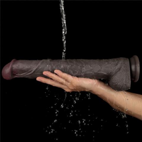 Realistyczne dildo XXL 36,8 cm z przyssawką i giętkim rdzeniem