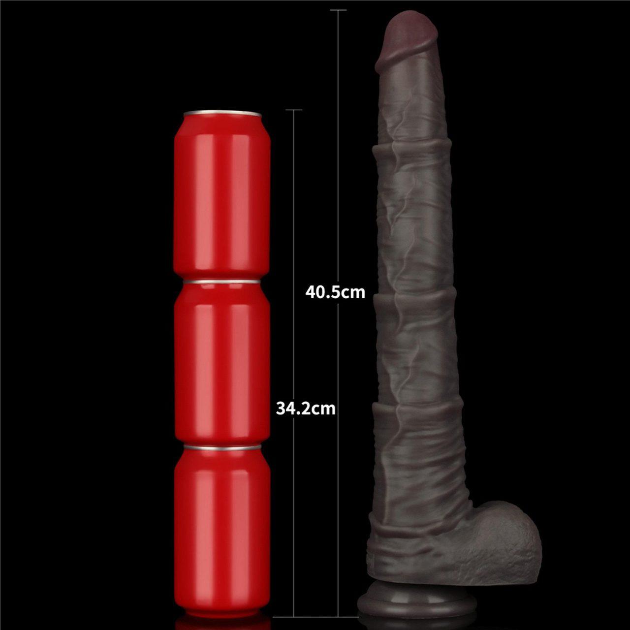 Realistyczne dildo XXL 40,6 cm giętkie z przyssawką | Loris.pl