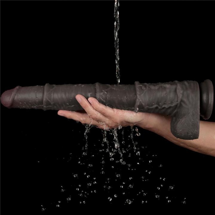 Realistyczne dildo XXL 40,6 cm giętkie z przyssawką | Loris.pl