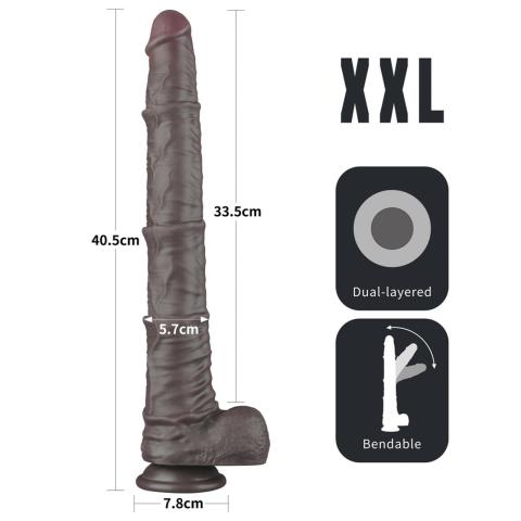 Realistyczne dildo XXL 40,6 cm giętkie z przyssawką