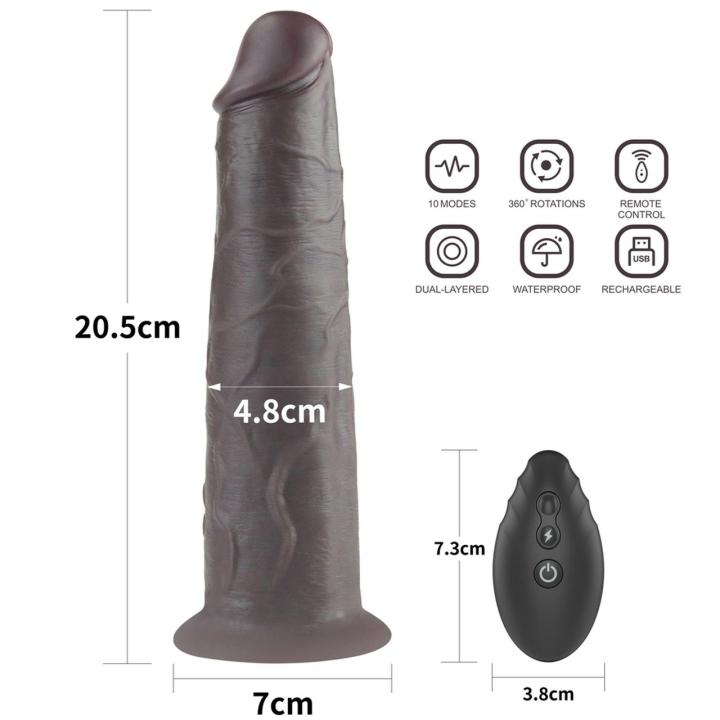 Realistyczne dildo rotujące 20 cm z pilotem | Wibracje, przyssawka, silikon