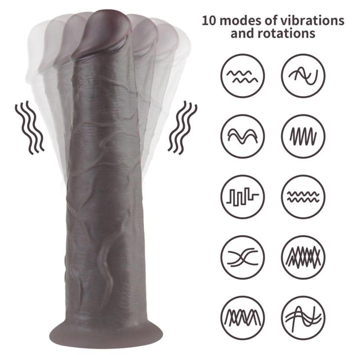 Realistyczne dildo rotujące 20 cm z pilotem | Wibracje, przyssawka, silikon