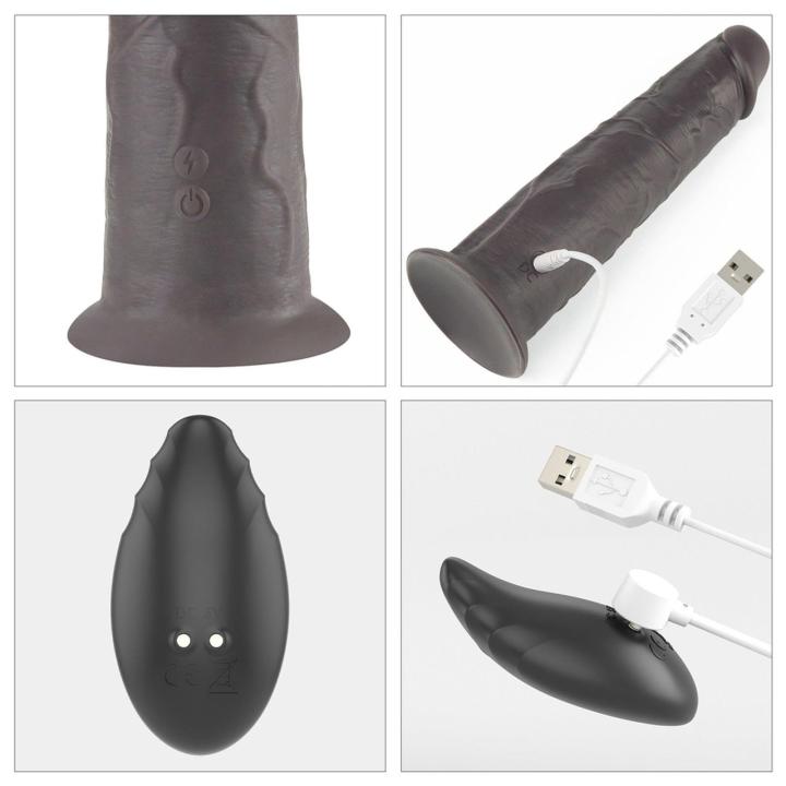 Realistyczne dildo rotujące 20 cm z pilotem | Wibracje, przyssawka, silikon