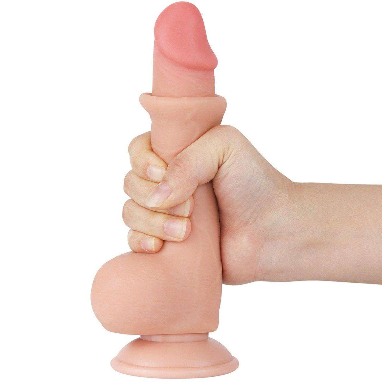 Realistyczne dildo 19,0 cm z przesuwającą się skórą i przyssawką TPE | Loris.pl