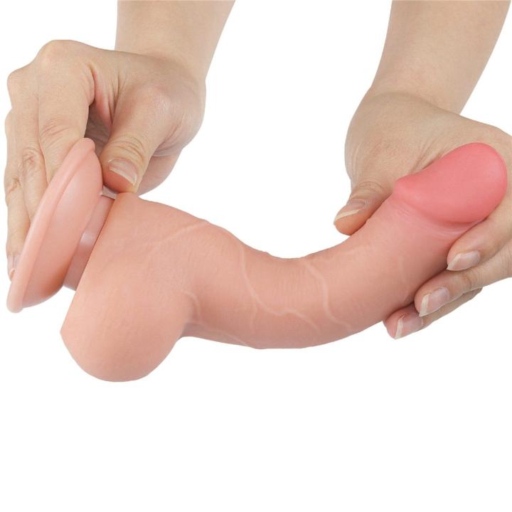 Realistyczne dildo 19,0 cm z przesuwającą się skórą i przyssawką TPE