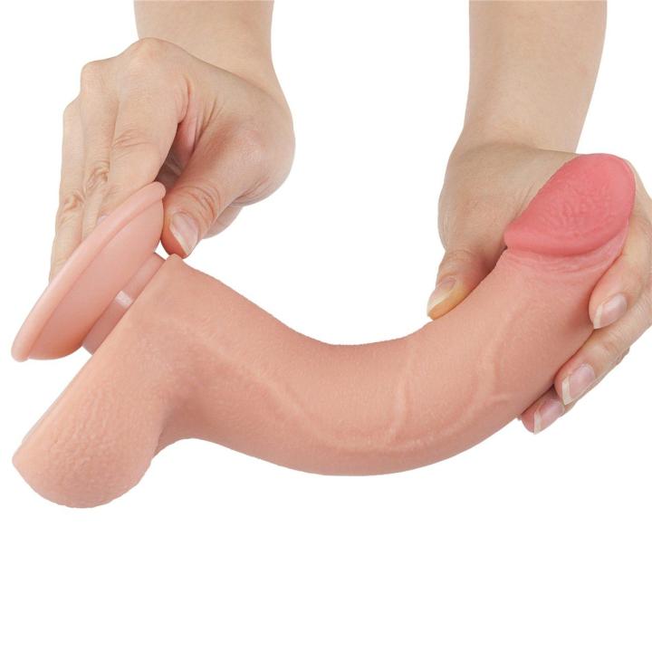 Realistyczne dildo z przesuwającą skórą i przyssawką 21,3 cm