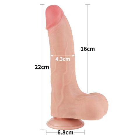 Realistyczne dildo 21,3 cm z przesuwającą się skórą i przyssawką
