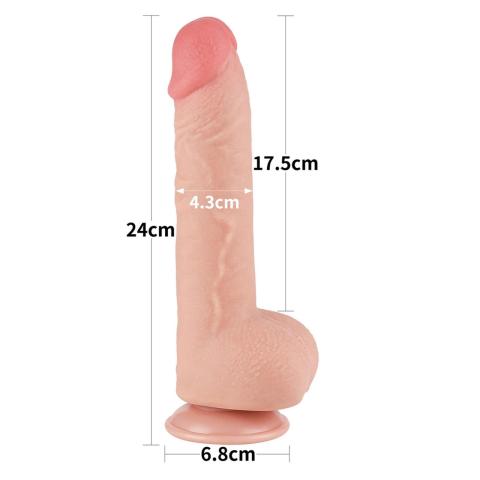 Realistyczne dildo 24 cm sliding skin z przyssawką
