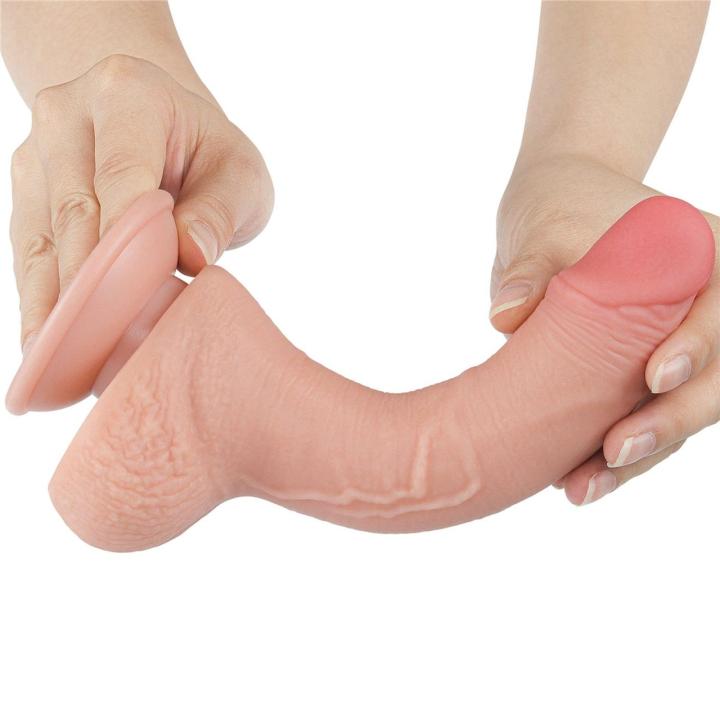 Realistyczne dildo 19,1 cm z ruchomą skórą i przyssawką