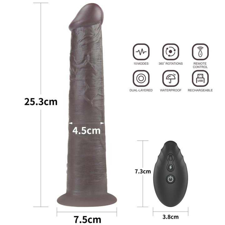 Realistyczne dildo rotujące 25,4 cm z pilotem, wibracjami i przyssawką