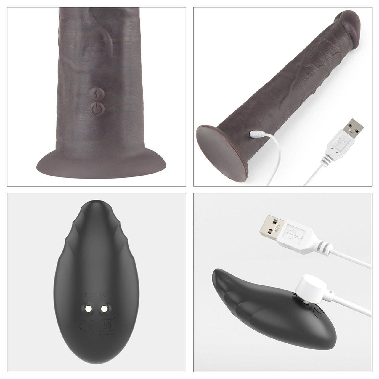 Realistyczne dildo rotujące 25,4 cm z pilotem, wibracjami i przyssawką