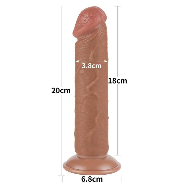 Realistyczne dildo 17,8 cm z przesuwającą skórą i przyssawką | Loris.pl
