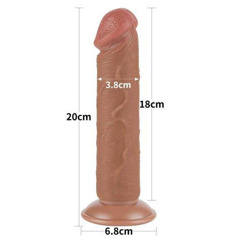 Realistyczne dildo 17,8 cm z przesuwającą skórą i przyssawką