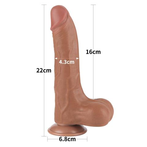 Realistyczne dildo 21,3 cm z przesuwającą się skórą i przyssawką
