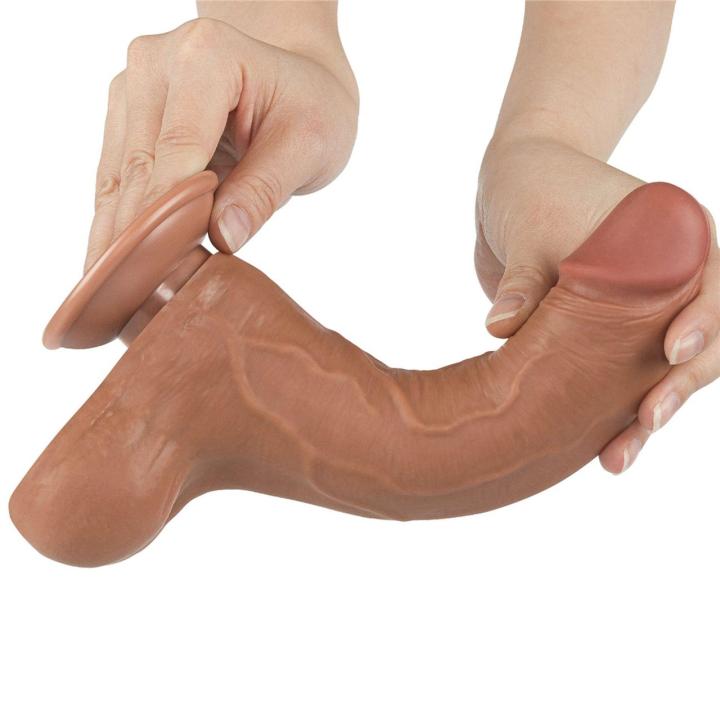 Realistyczne dildo 21,3 cm z przesuwającą się skórą i przyssawką