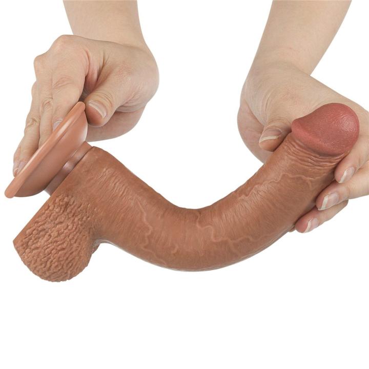 Realistyczne dildo z przesuwającą skórą i przyssawką 22,5 cm