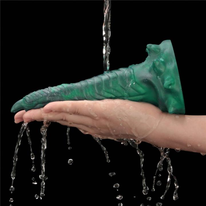 Wibrujące dildo fantasy z podwójnym pazurem i przyssawką 19,1 cm | Loris.pl