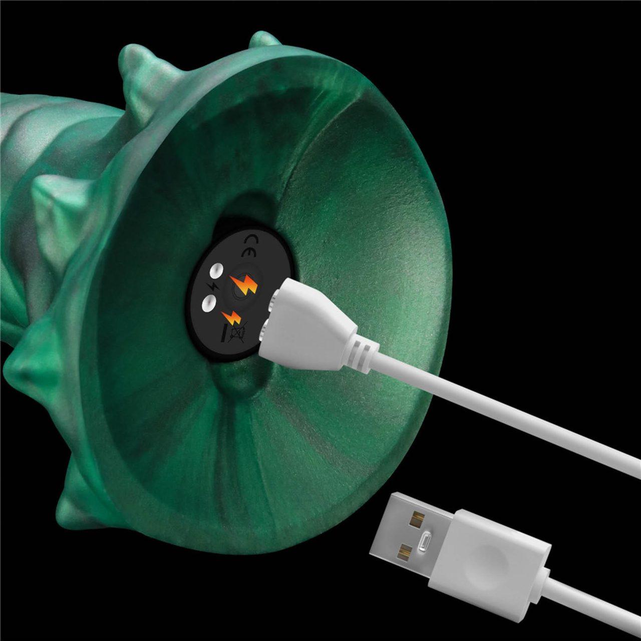 Wibrujące dildo fantasy z podwójnym pazurem i przyssawką 19,1 cm | Loris.pl