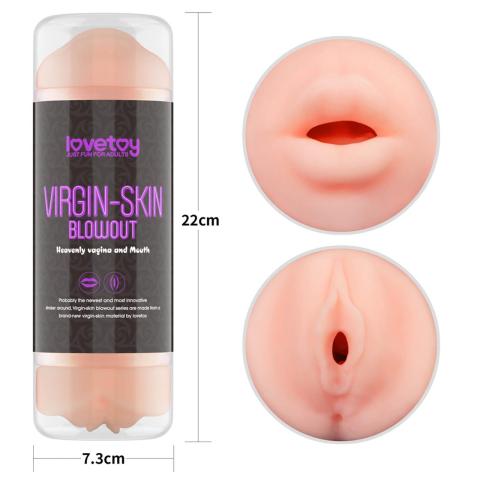 Dwustronny masturbator męski usta i pochwa 22,3 cm