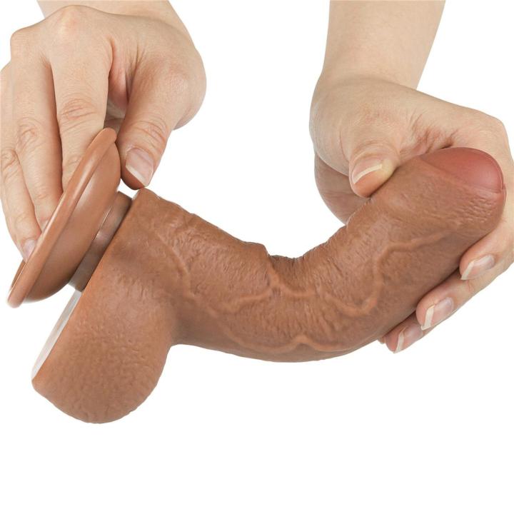 Realistyczne dildo 17,8 cm dual layer z przyssawką