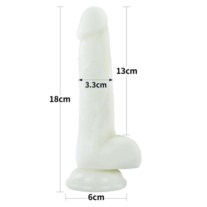 Świecące dildo z przyssawką 17,8 cm | Silikon platynowy