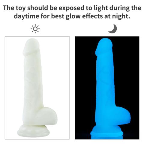 Świecące dildo z przyssawką 17,8 cm | Silikon platynowy