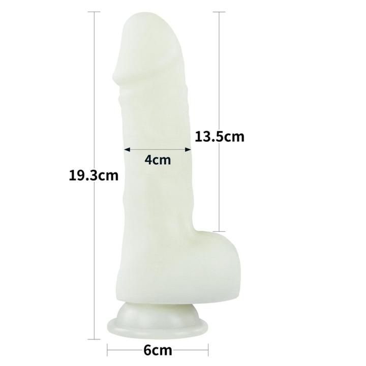 Świecące dildo z przyssawką 19 cm | Silikon platynowy | Loris.pl