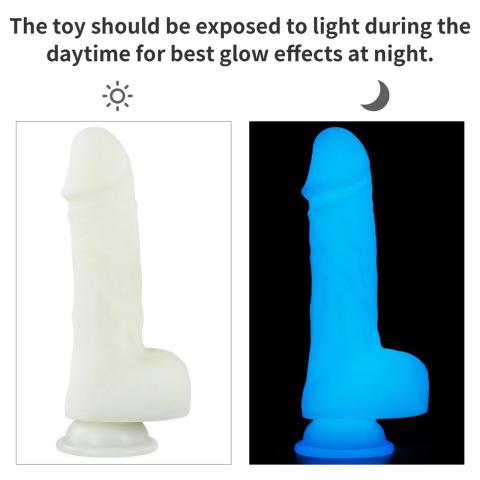 Świecące dildo z przyssawką 19 cm | Silikon platynowy