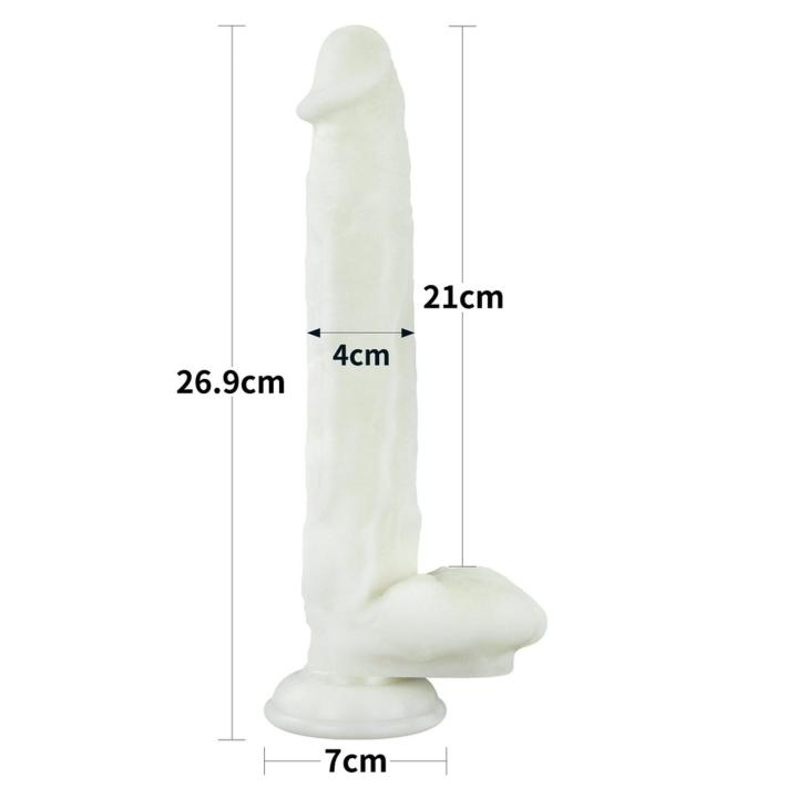 Świecące dildo z przyssawką 26,7 cm | Silikon platynowy | Loris.pl