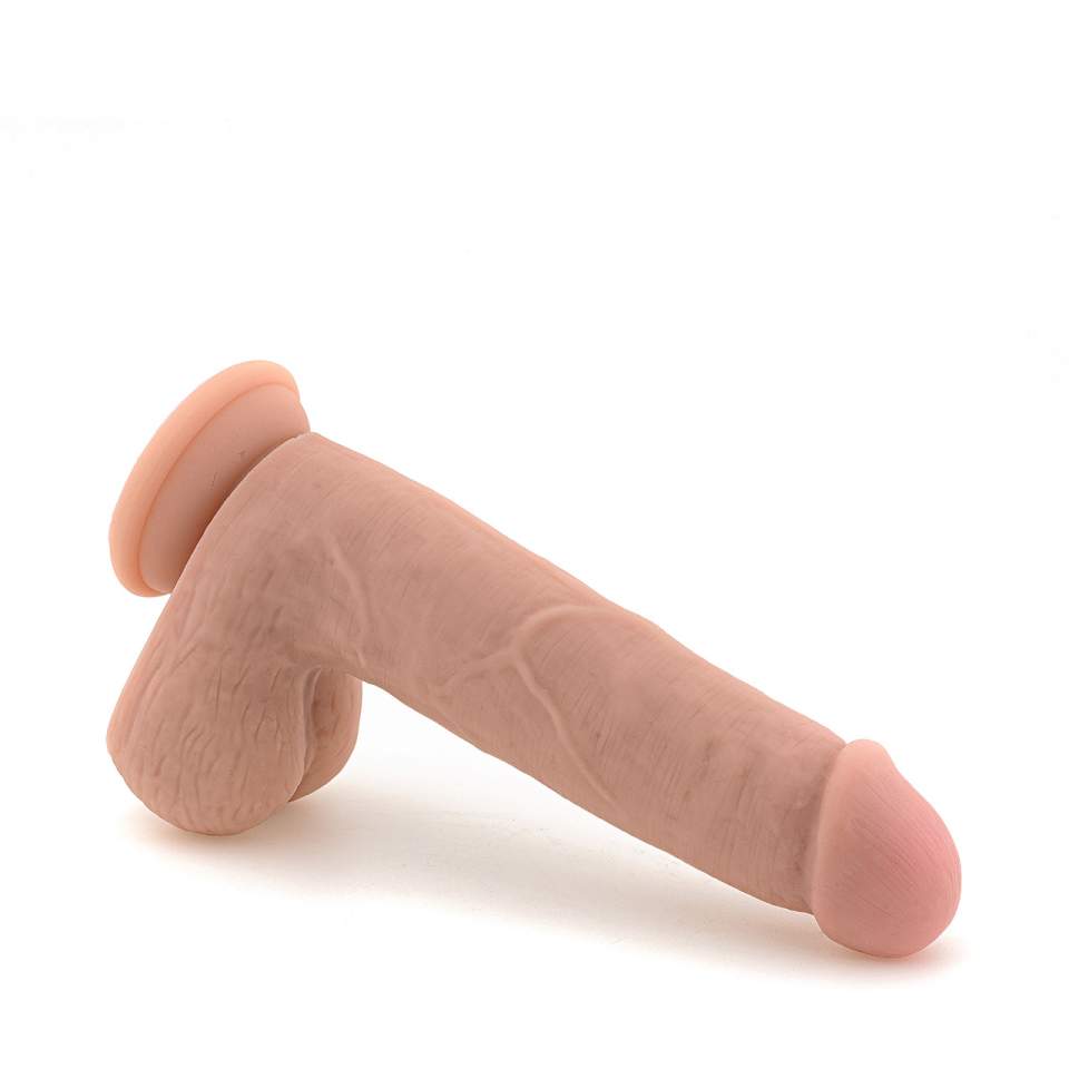 Cieliste silikonowe dildo realistyczne z przyssawką – 15 cm