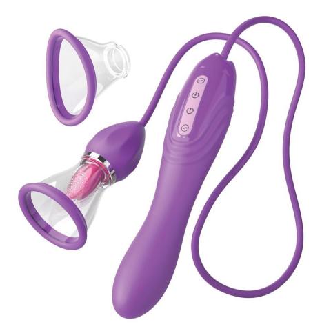 Pompka łechtaczkowa z ssaniem i języczkiem + wibracje USB