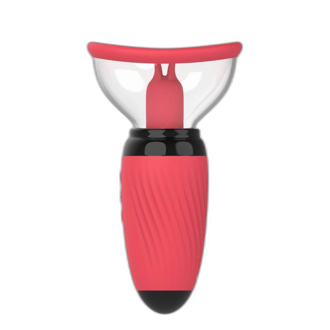 Czerwona pompka ssąca z funkcją lizania 2w1 | 10 poziomów | Loris.pl