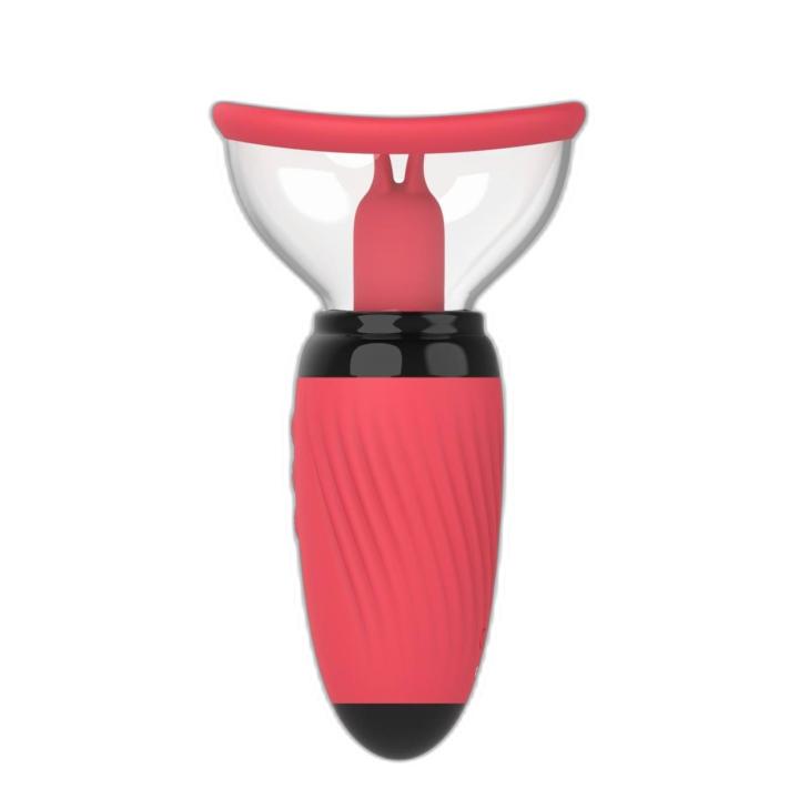 Czerwona pompka ssąca z funkcją lizania 2w1 | 10 poziomów | Loris.pl