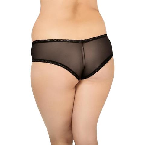 Czarne stringi plus size 2XL z koronką i siateczką