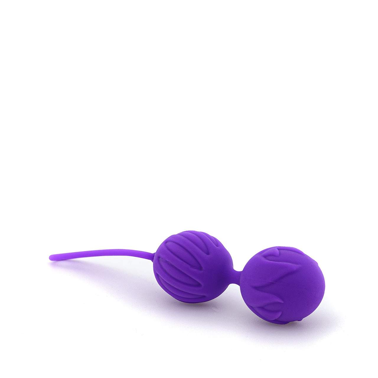 Dwie silikonowe kulki gejszy w fioletowym kolorze zakończone pętelką