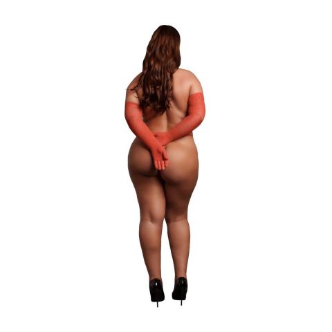 Czerwone rękawiczki operowe plus size ze złotym brokatem