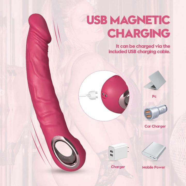 Różowy realistyczny wibrator 10 trybów | USB | Wodoodporny