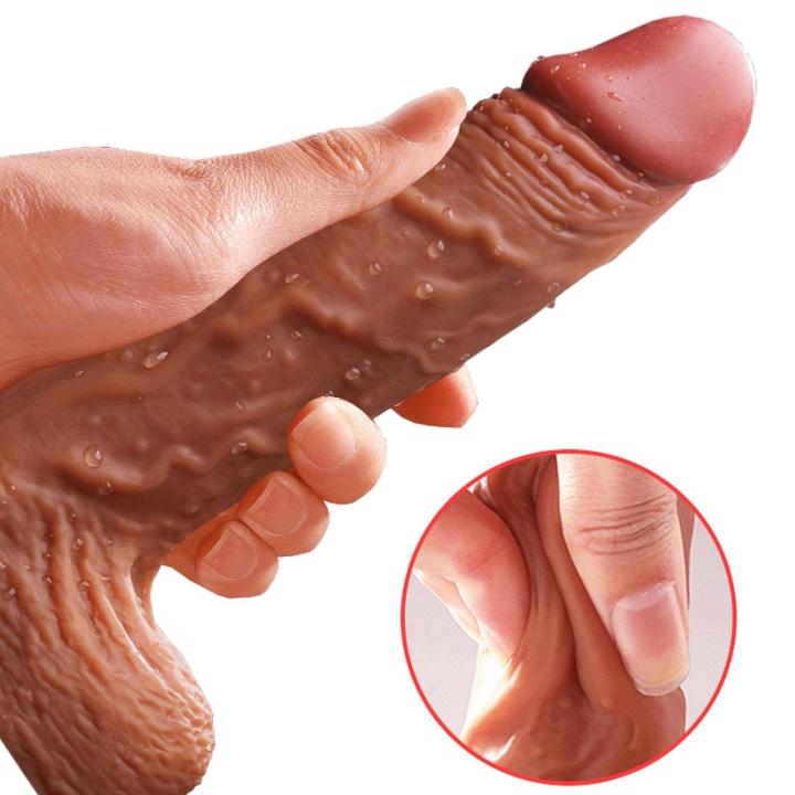 Realistyczny wibrator 21 cm z grzaniem i rotacją | silikon, pilot, IPX5