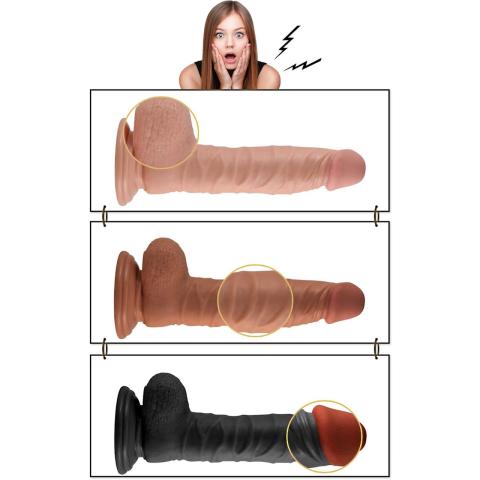 Realistyczne dildo wibrujące z przyssawką 21,3 cm | 3 prędkości