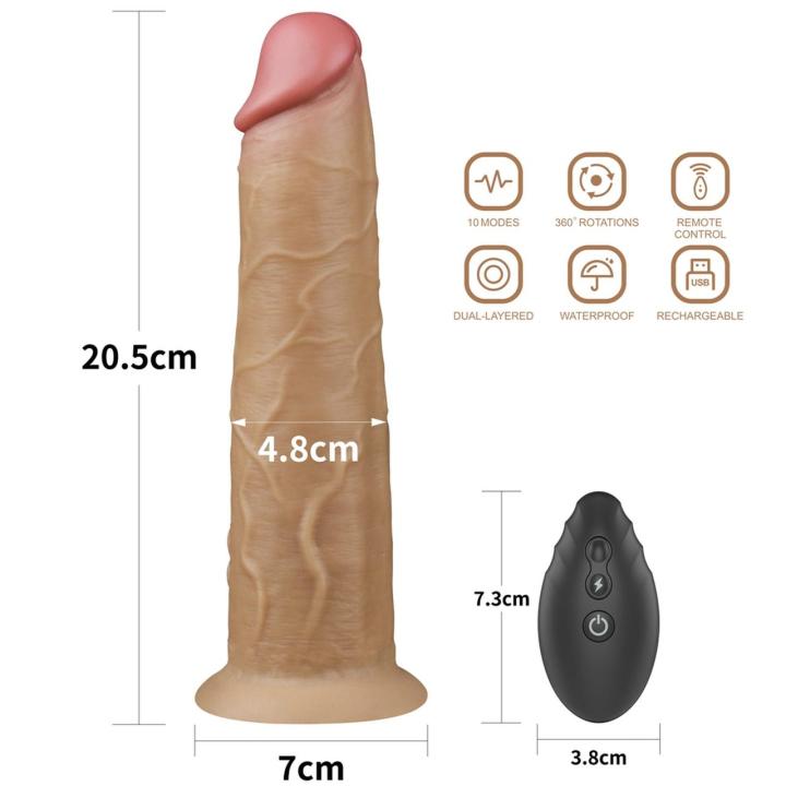Realistyczne dildo rotacyjne 20 cm z pilotem i przyssawką | Loris.pl