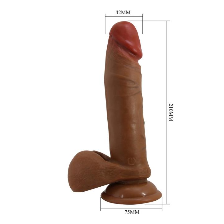 Realistyczne dildo 20,5 cm z wibracjami i ruchem | Przyssawka