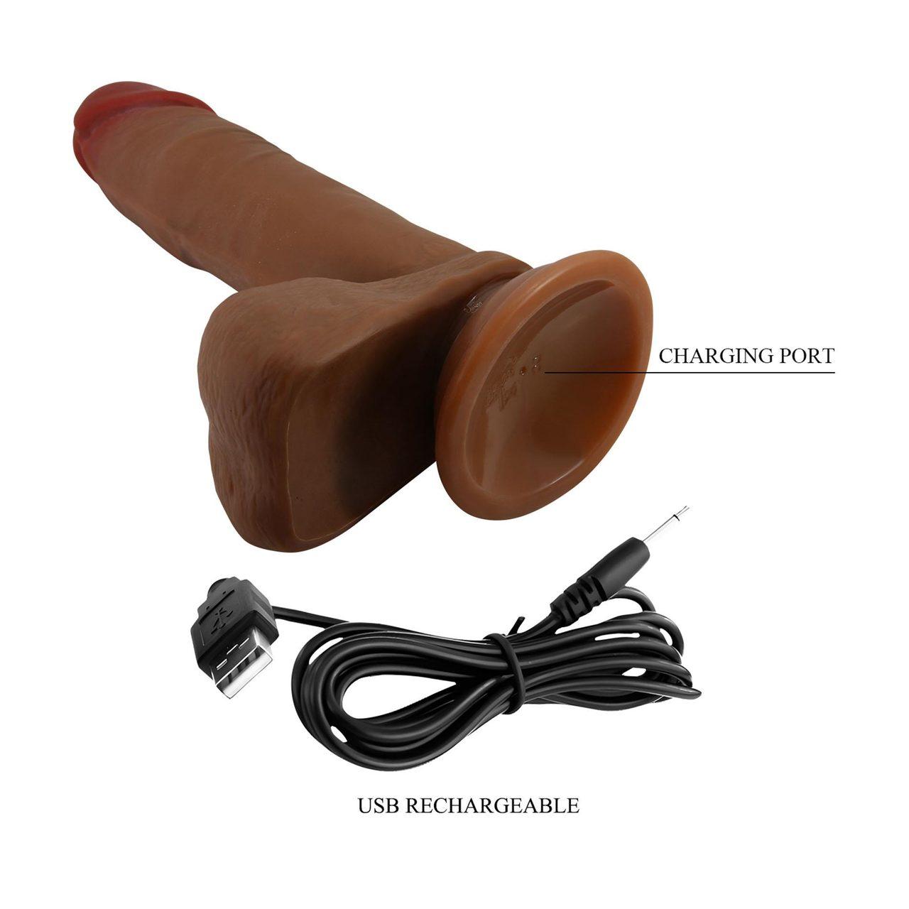 Realistyczne dildo 20,5 cm z wibracjami i ruchem | Przyssawka | Loris.pl