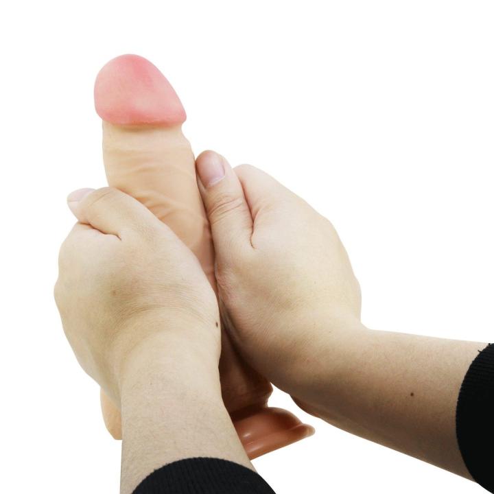 Realistyczne dildo z przyssawką 20,6 cm – ruchoma skóra TPR