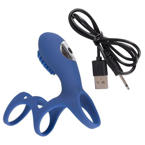 Wibrujący pierścień na penisa z rękawem siateczkowym i USB