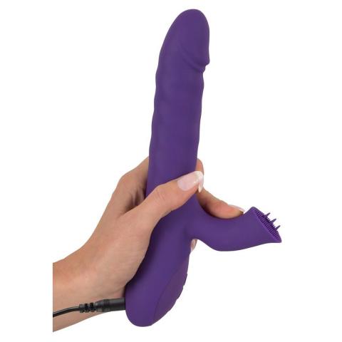 Króliczy wibrator z pchnięciami i rotacją 24,7 cm