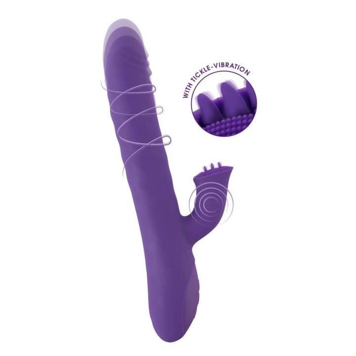 Króliczy wibrator z pchnięciami i rotacją 24,7 cm