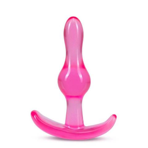 Różowy plug analny 8,9 cm – smukły, falisty kształt