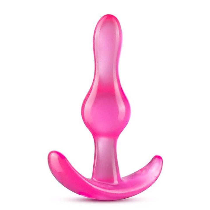 Różowy plug analny 8,9 cm – smukły, falisty kształt