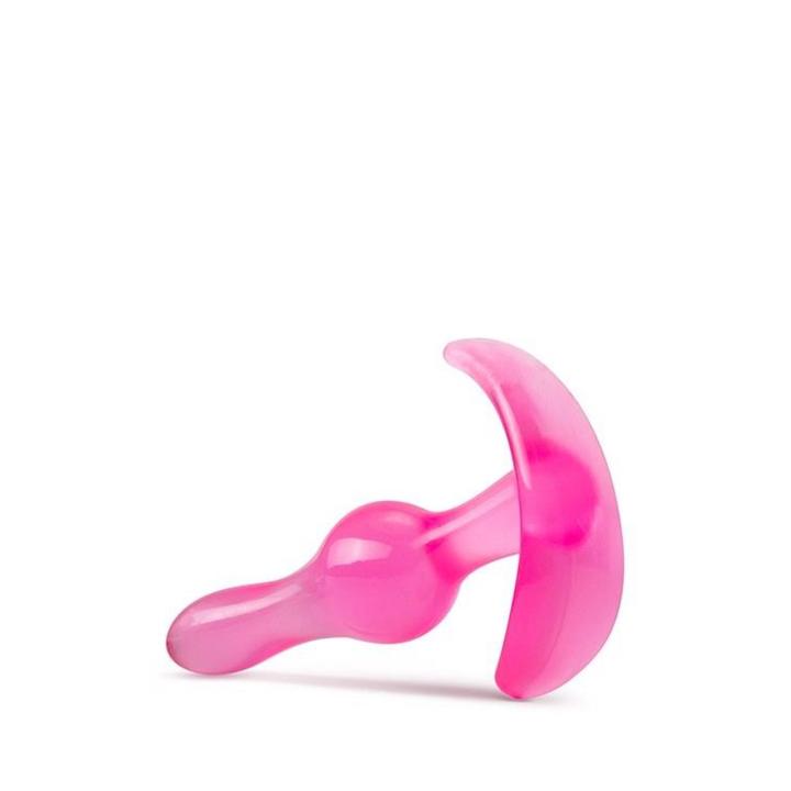 Różowy plug analny 8,9 cm – smukły, falisty kształt